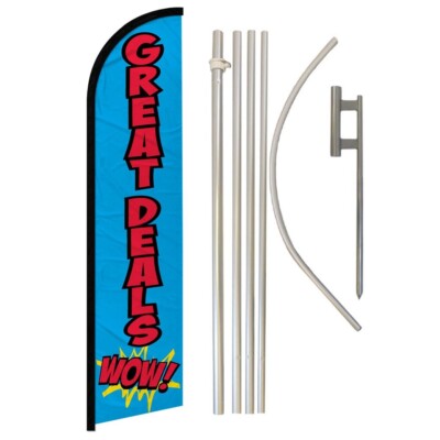 Great Deals Full Curve Windless Swooper Flag & Pole Kit Promotional Dealership