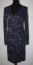 Banana Republic Sz S Black Purple Watercolor Faux Wrap Knit Dress Long Sleeve