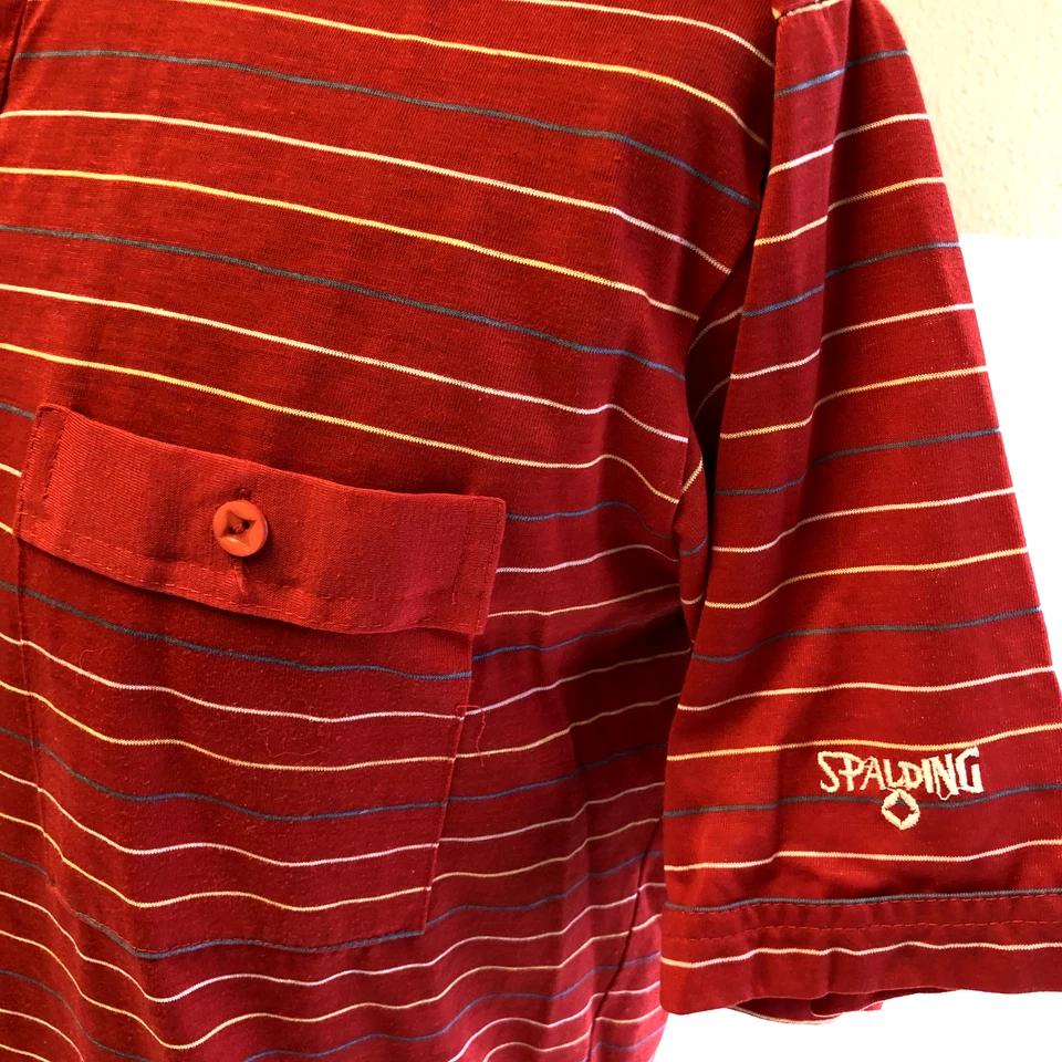 Camisa polo de surfista de golf vintage de los 80 Spalding a rayas rojas ULTRA DELGADA M Foto 4 de 4