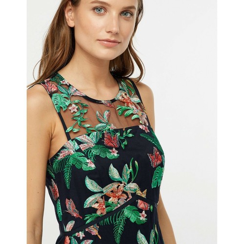 Neu Monsoon Madeleine marineblau bestickt Blumen Etuikleid Gr UK 12 - Bild 3 von 9