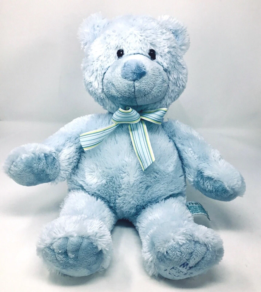 Oso de peluche suave Russ Baby Berrie azul "Mi primer peluche" con ojos cosidos y arco 16 pulgadas Foto 2 de 4