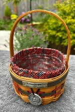 LONGABERGER 1997 Inaugural Basket, Fabric Liner, Protector & Tie-on