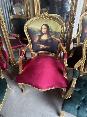 F3c Barockstuhl Mona, Lisa￼ Gold ,Stoff bordeauxe