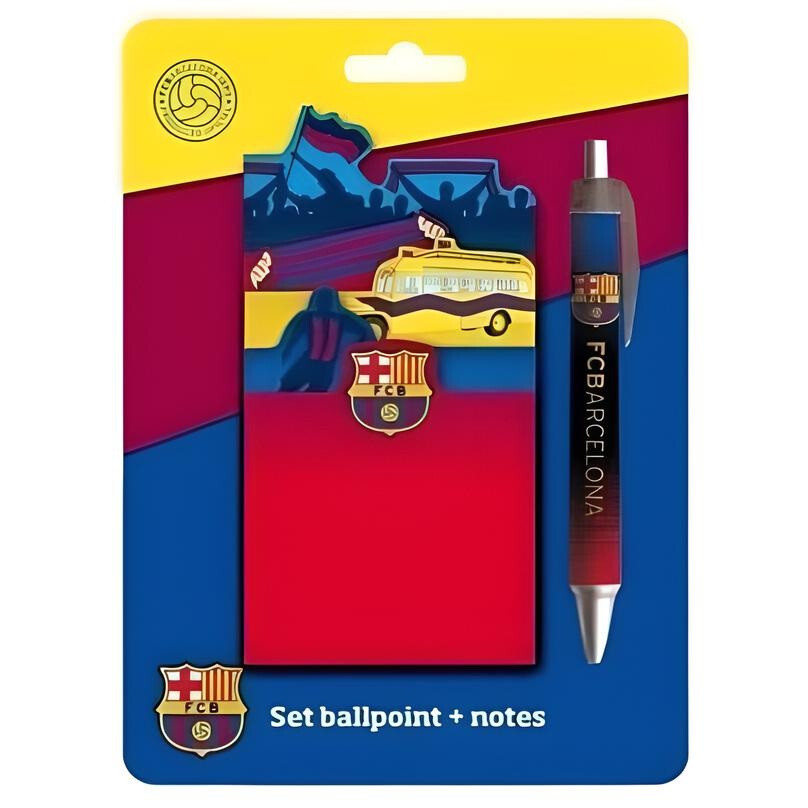 Stylo Plume Officiel FC Barcelone BARCA - Encre Bleue, Pointe 0.5 Mm, Métal, Rétractable - Cadeau Fan De Football, écriture élégante - 7