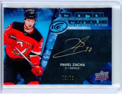 2017-18 Upper Deck UD Ice PAVEL ZACHA Glacial Graphs Autographs AUTO 73/75