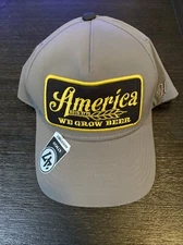 America We Grow Beer 1776 Hat Adjustable Gray Black And Gold Patch
