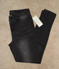 New Womens Eva Longoria Jeans 10 Black Jegging Mid Rise Skinny Leg Stretch