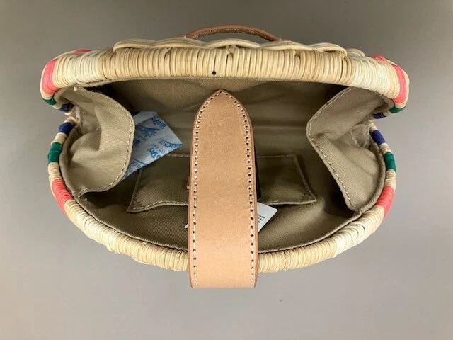 НОВЫЙ J CREW ВЕНТИЛЯТОР РОТАНГОВЫЙ КЛАТЧ СУМОЧКА В RAINBOW МУЛЬТИ ПОЛОСКИ МЕГАН МАРКЛ - Изображение 3 из 4