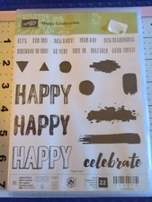 Used Stampin Up Stamp Acrylic Happy Celebrations Baby Birthday Wedding Reunion