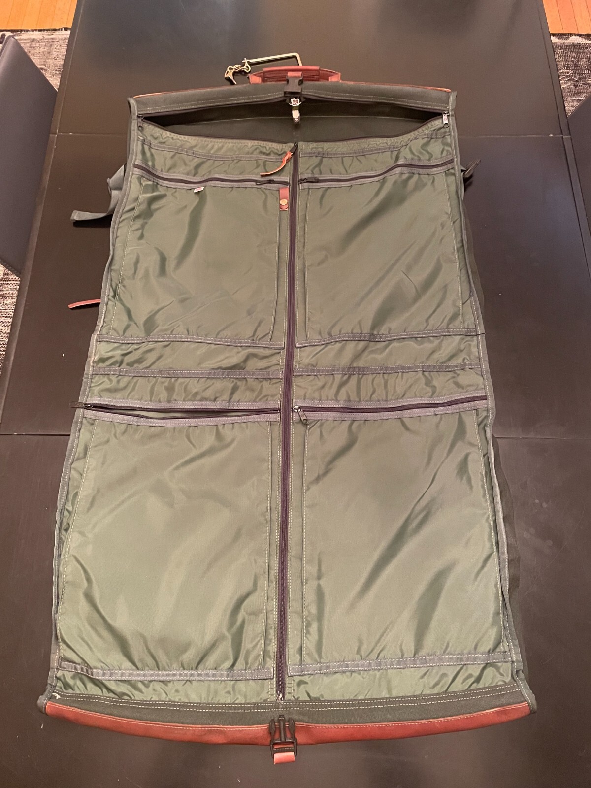 Vintage Orvis Garment Bag Gorkeys Battenkill Brown Leather Canvas Green