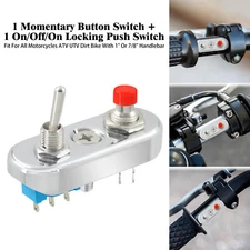 Motorcycle Handlebar Mount Toggle Push On Off On and Momentary Button Switch