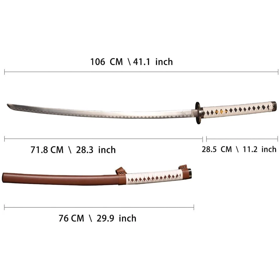 Cosplay Katana/Espada de Anime/Marrón y Blanco Doble Color a Juego 41 pulgadas/No afilado Foto 2 de 4