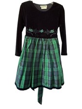 Vintage Little Girl 4 Rare Editions Plaid Blue Green Dress Lace Easter Baptism