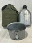 US Military WW2 Era Metal Water Canteen with Canvas Pouch and Cup Set 1945