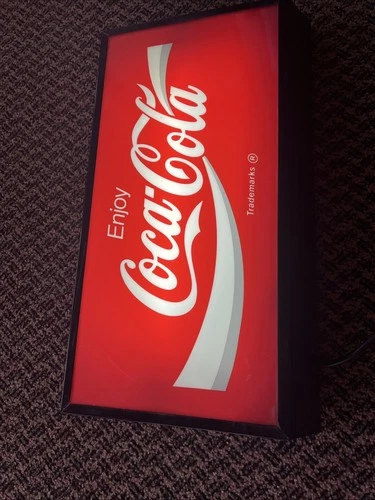 Vintage Enjoy Coca-Cola Sign 22x12 Wall Hanging Lights Up Works Good Condition