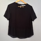 & Other Stories Black Sheer Panel Round Neck Short Sleeve Blouse 4 Office Preppy
