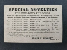 1876 antique JAMES W KENSETT troy ny flooring roofing CENTENNIAL EXHIBITION Card