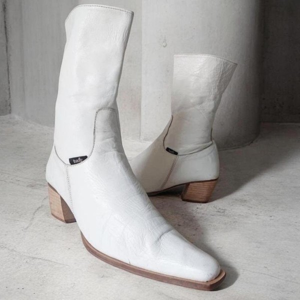 Women American Vintage Boots White Leather 39