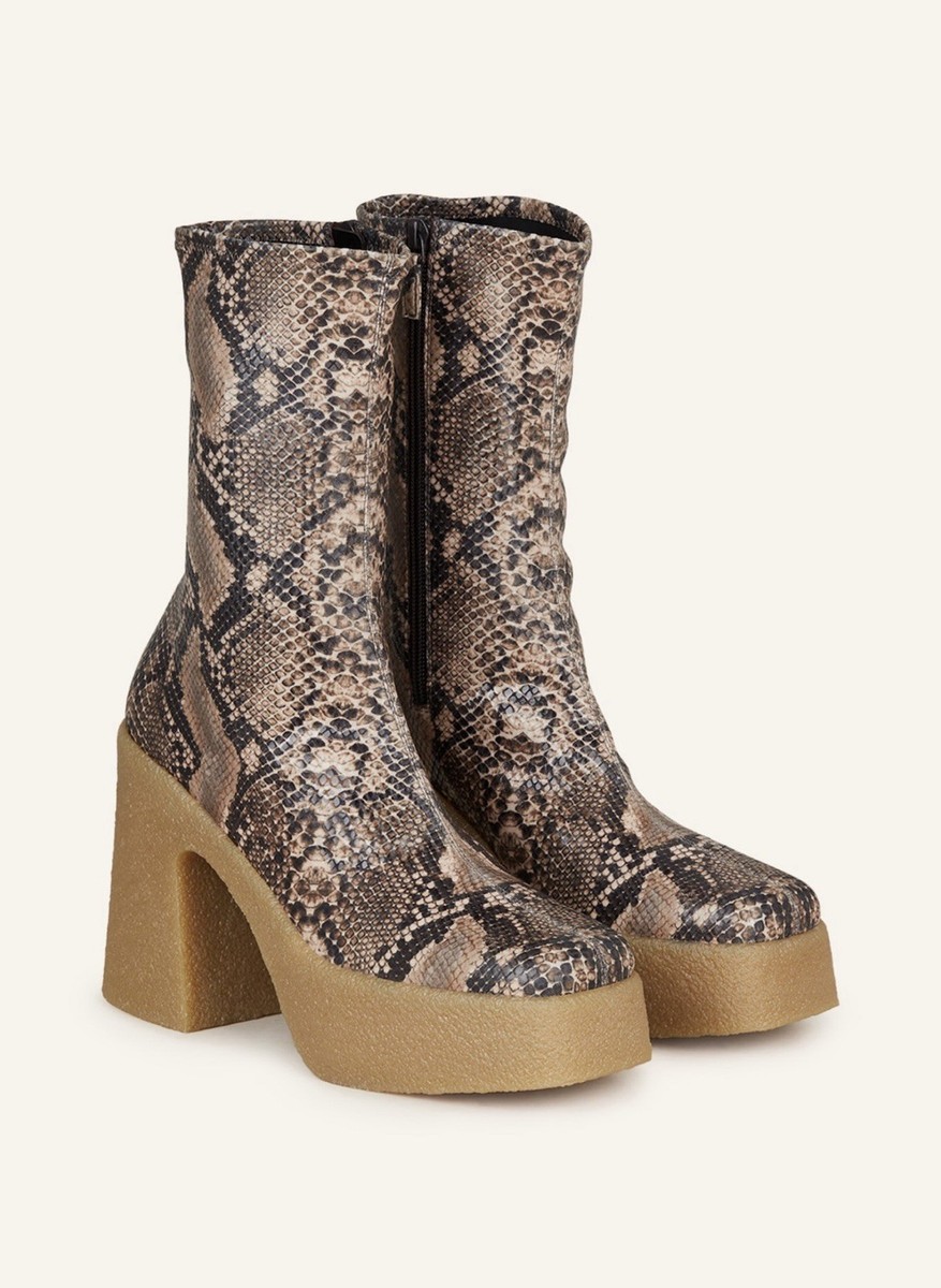 Stella McCartney Skyla 37.5/ US 7.5 Snakeskin Brown Platform Ankle