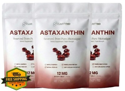 ClarityMD Astaxanthin 30 Softgels Pack of 3 12mg