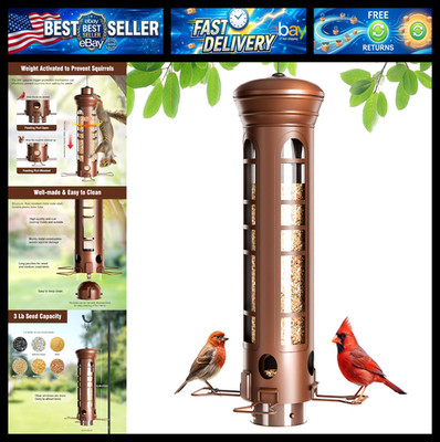 Squirrel Proof Bird Feeder for Outdoors, 360° Weight-Sensitive Activation, Remov