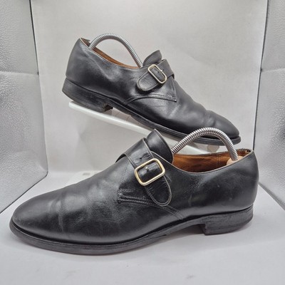 Crockett and Jones Grosvenor Monk Strap Schuhe Herren UK 9 F schwarz Leder