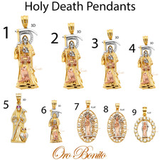 14k Yellow Tricolor Gold Holy Death Charm Pen...