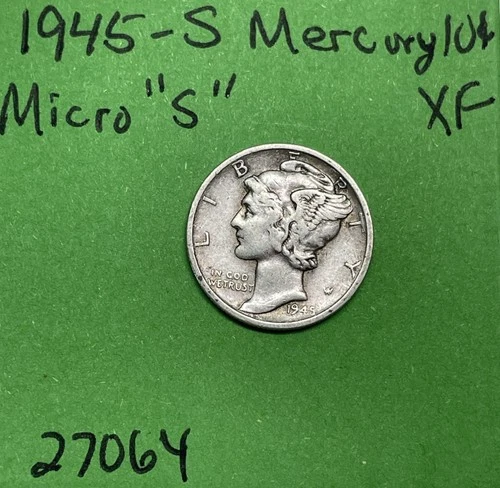 1945-S Mercury Dime 10c Micro “s” Xf Extra Fine 90% Silver US Coin See Pics