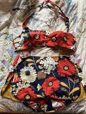 1960s Sixties Vintage Floral Bikini Set Sears Sea Stars Bathing Suit