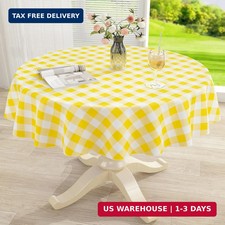 misaya Round Waterproof Vinyl Table Cloth, Buffalo Flannel Backed Tablecloth, Wi