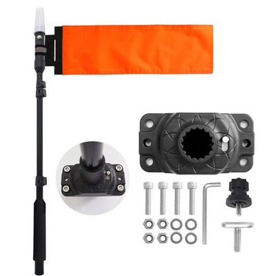 Kayak Safety Flag with 360° LED Light Waterproof Telescopic Pole Mount for Canoe