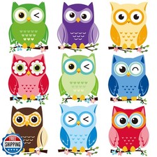 45 Pcs Owl Cutouts Colorful Owl Bulletin Board Decor Owls Name Tags Labels fo