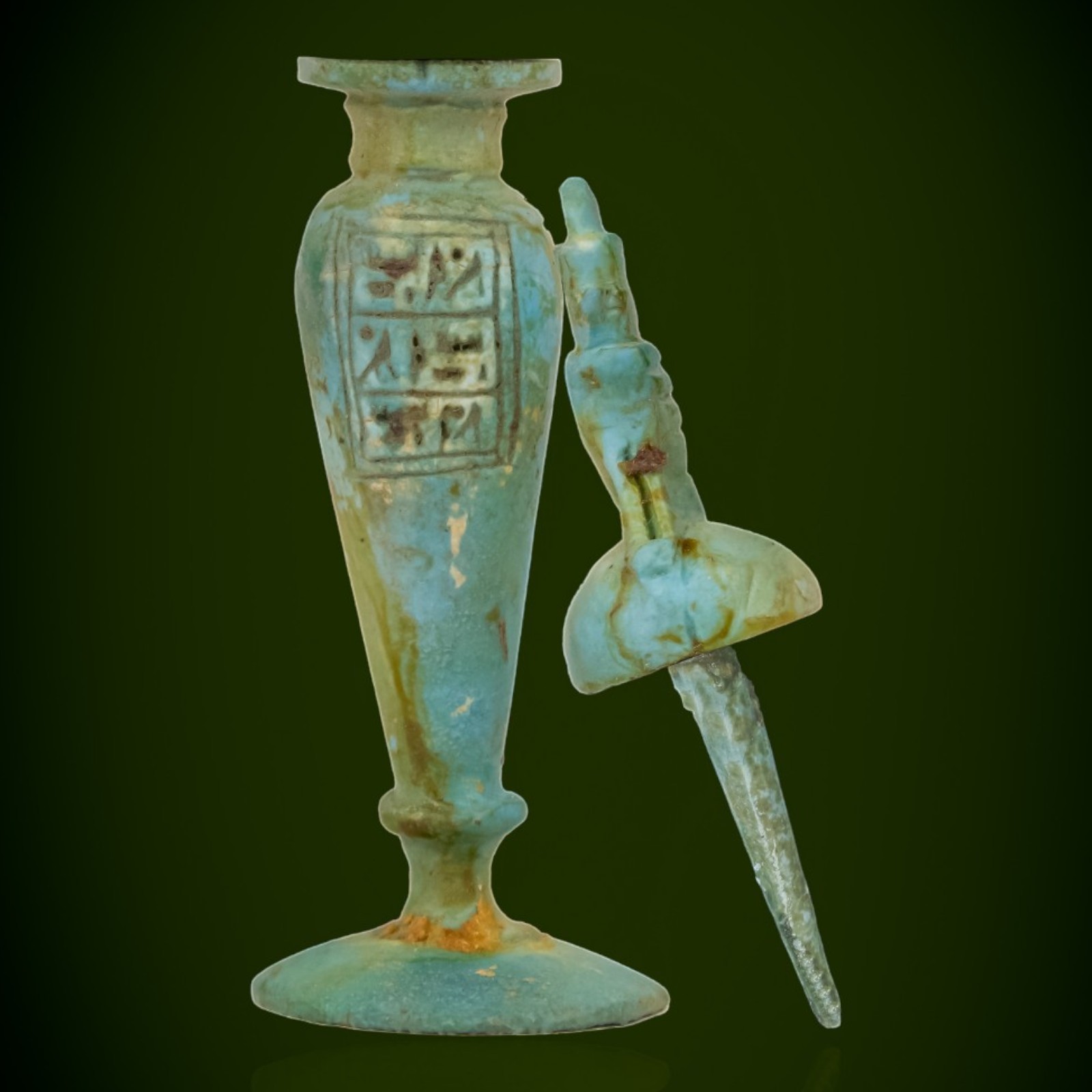 Authentic Rare Ancient Egyptian Eye of Horus Kohl Vase Figure 1200 BC