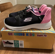 Skechers Kids Hands Free Swift Fit Shoes Black Pink New with Box Size 4 Kids