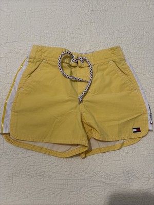 Tommy Hilfiger Yellow Swim Trunks with White Trim Elastic Waist Band Pockets Sz6