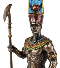 10 1/4 Egyptian Mythology King of Gods Amun Holding Scepter Statue Bronze Finish