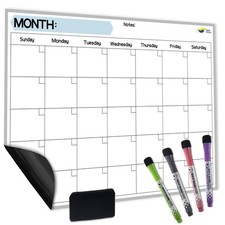 Monthly Magnetic Calendar for Refrigerator - 17x12 Stain-Resistant Dry Erase...