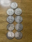 1950s Franklin Half Dollars Set of 9 90% Silver