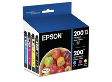 Genuine Epson 200XL 200 Ink Cartridges T200XL-BCS Black Color 4 Pack OEM