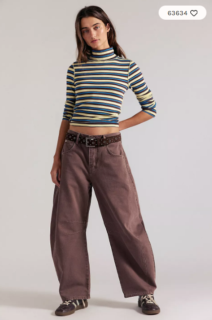FREE PEOPLE We The Free Good Luck Mid-Rise Barrel Jeans - Chocolate Mousse
