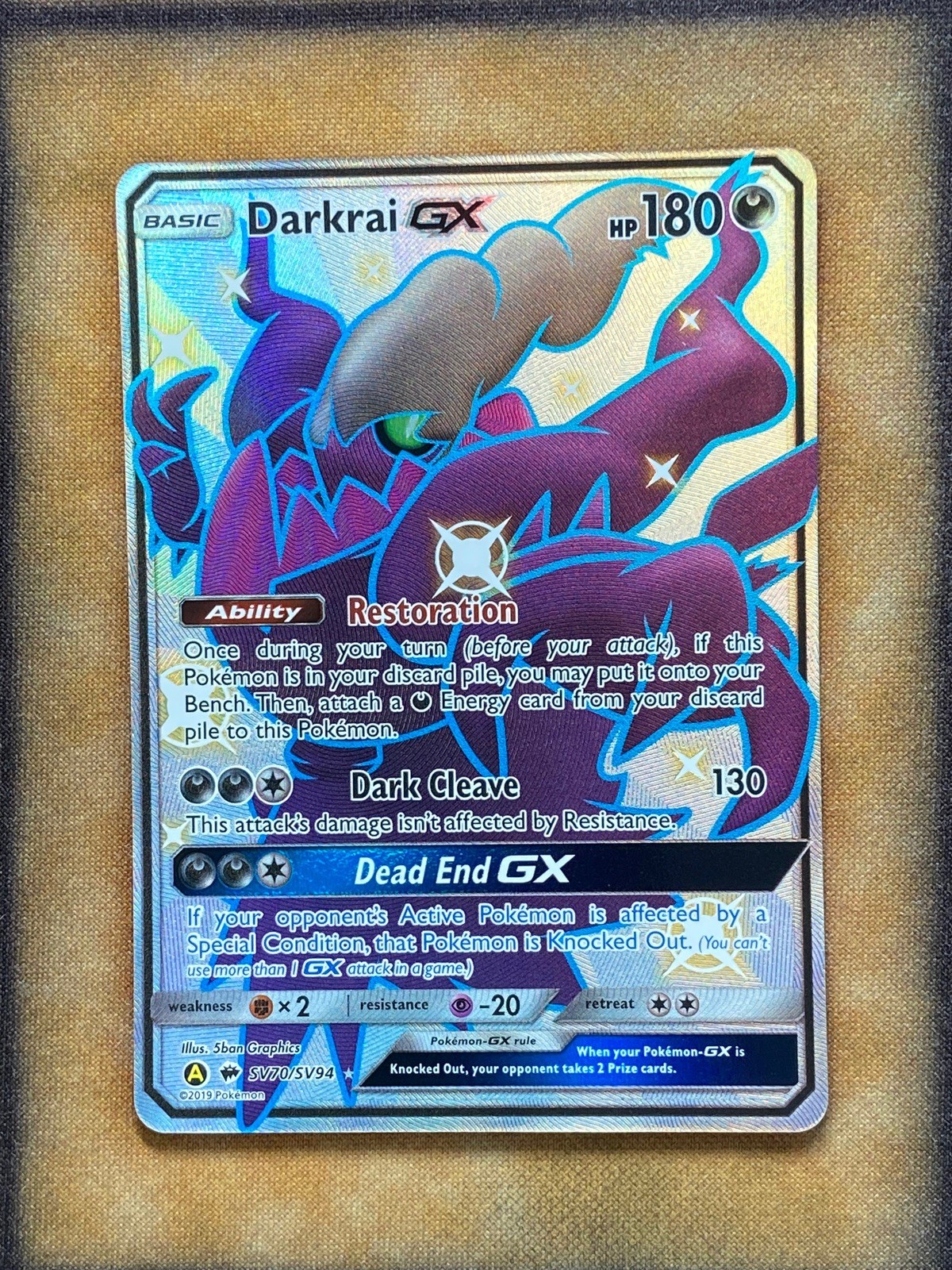 Pokemon Darkrai GX SV70/SV94 Hidden Fates: Shiny Vault Shiny Holo Rare NM
