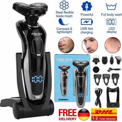 5-IN-1 4D Electric Mens Shaver Razor Washable Head Pop Up Trimmer Rotary Shaving