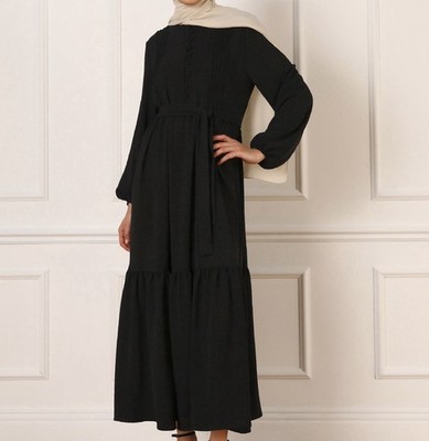 wie NEU:   Maxikleid Schwarz Abaya S/M Modanisa Refka Hijab   Jilbab Gürtel