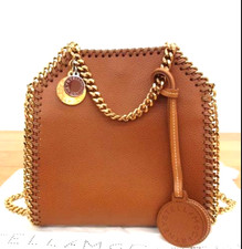 Stella McCartney Falabella Tiny MIRUM Vegan Chain Shoulder Bag Brown 7B0055