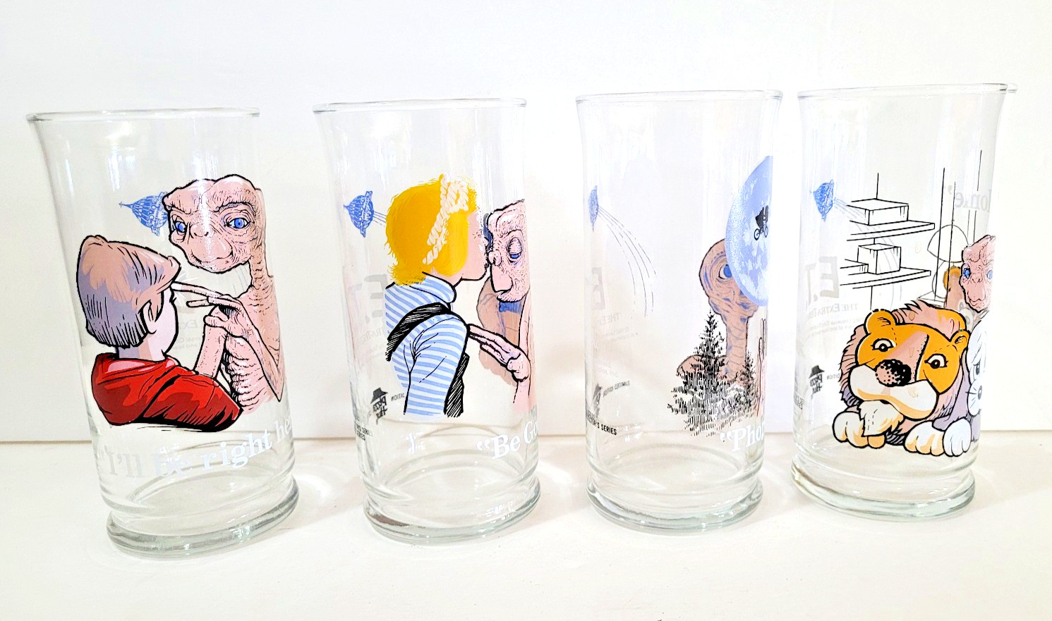 Vintage Set of 4 1982 E.T. Limited Edition Pizza Hut Collector's Series Glass