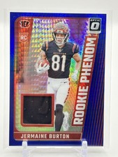2024 Panini Optic Jermaine Burton #RPB-JBN Rookie Phenoms Blue Hyper MEM RC