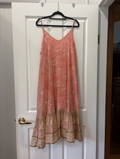 Spell & The Gypsy Collective Pink Floral Slip Midi Dress V-Neck XL Ruffle