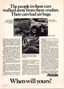 1973 Allstate Car Insurance Vintage Print Ad Air Bag Safety Crash 70s Wall Art