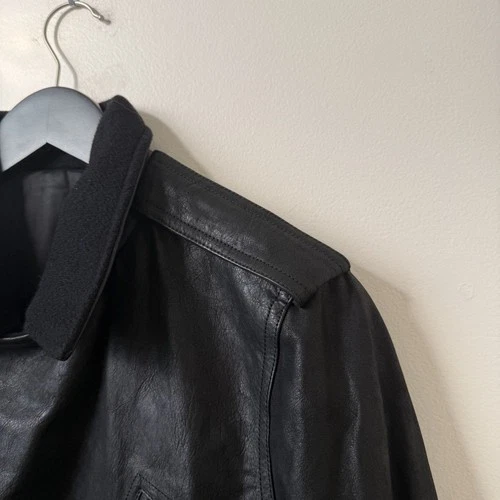 Rick Owens Stooges Leather Biker Jacket Cashmere Lining Black Sz IT 50 Italy image 3