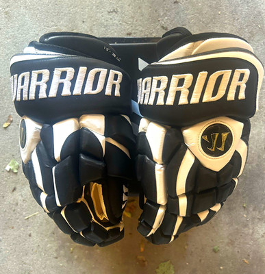 Warrior Hockey Gloves 15'' Black/White Padded Full Finger Adult Unisex